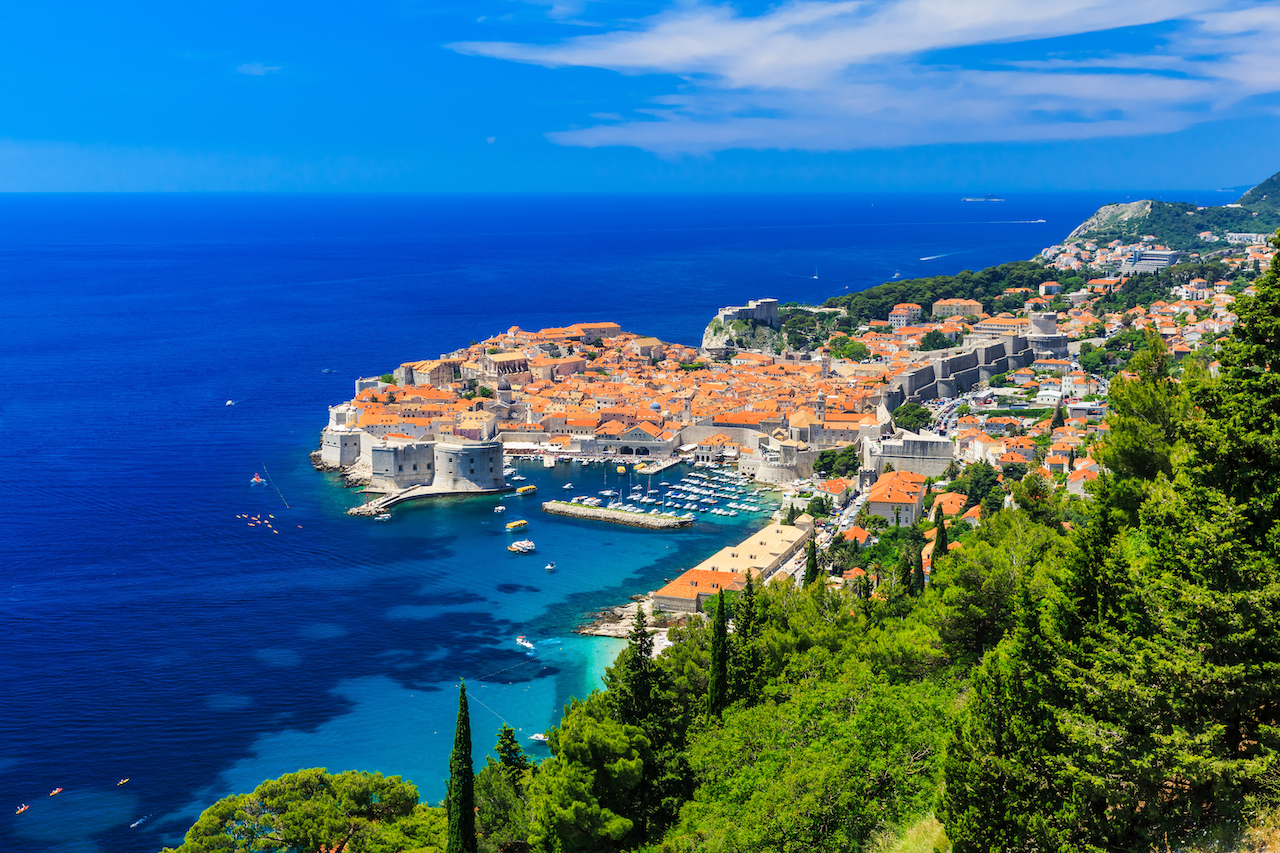 A panoramic view of the walled city Dubrovnik Croatia.