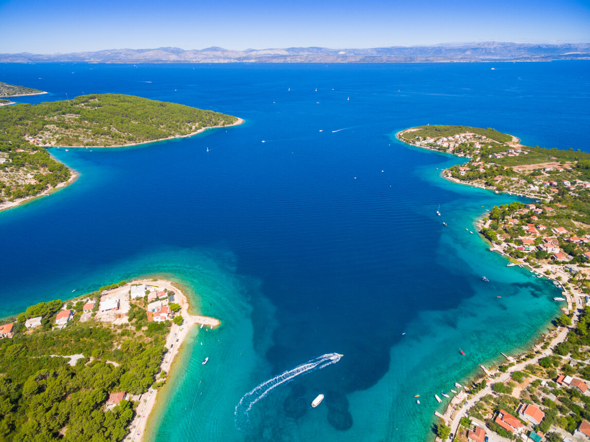 Aerial view of Solta island bays
