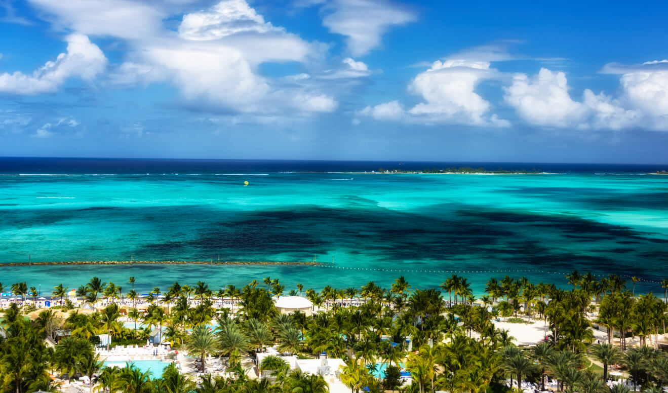 Picturesque view of the Caribbean Sea and Nassau