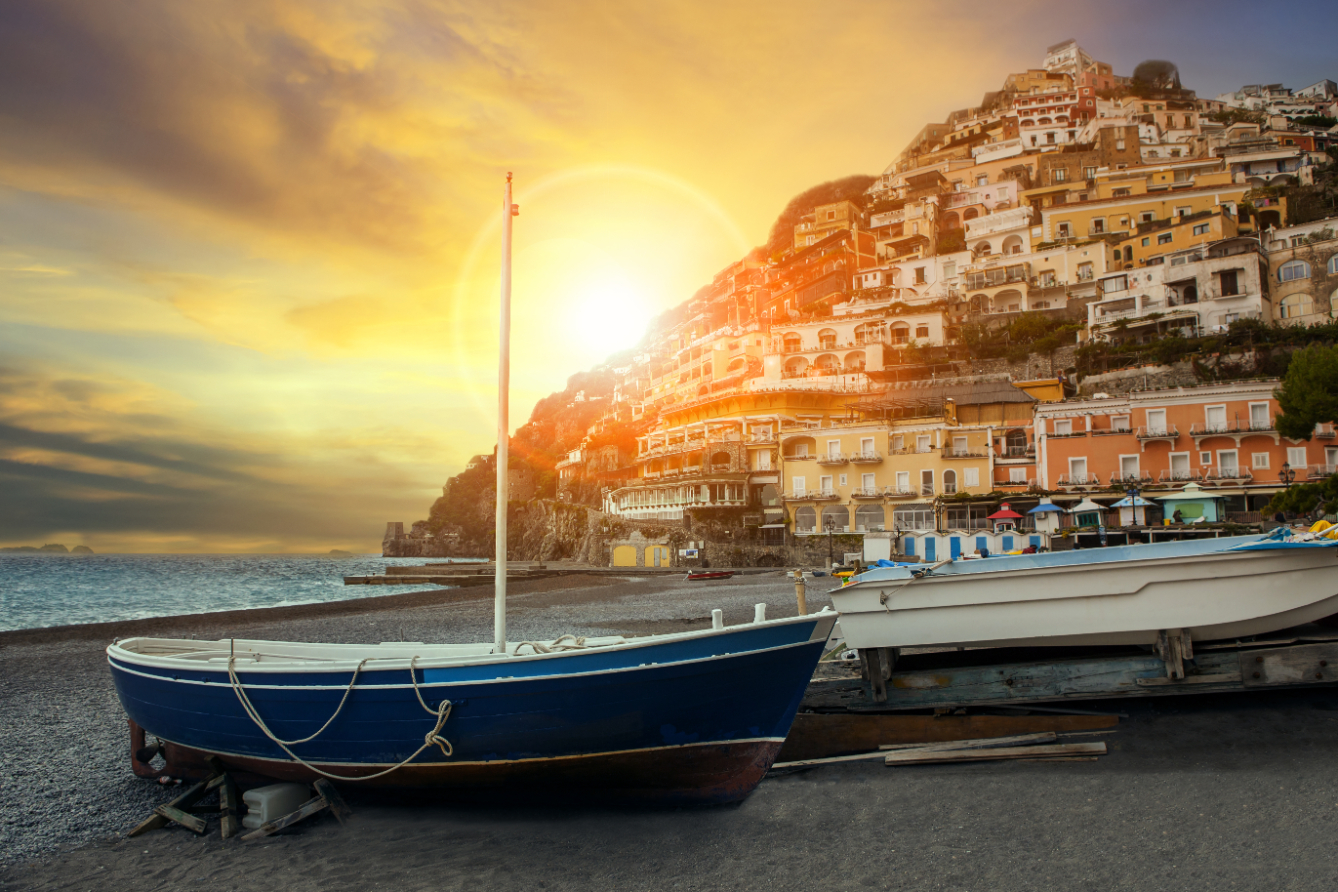 beautiful scenic of positano beach sorrento town south italy