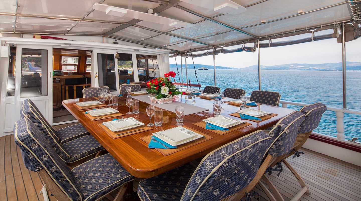 GIDEON Dining area on Aft deck