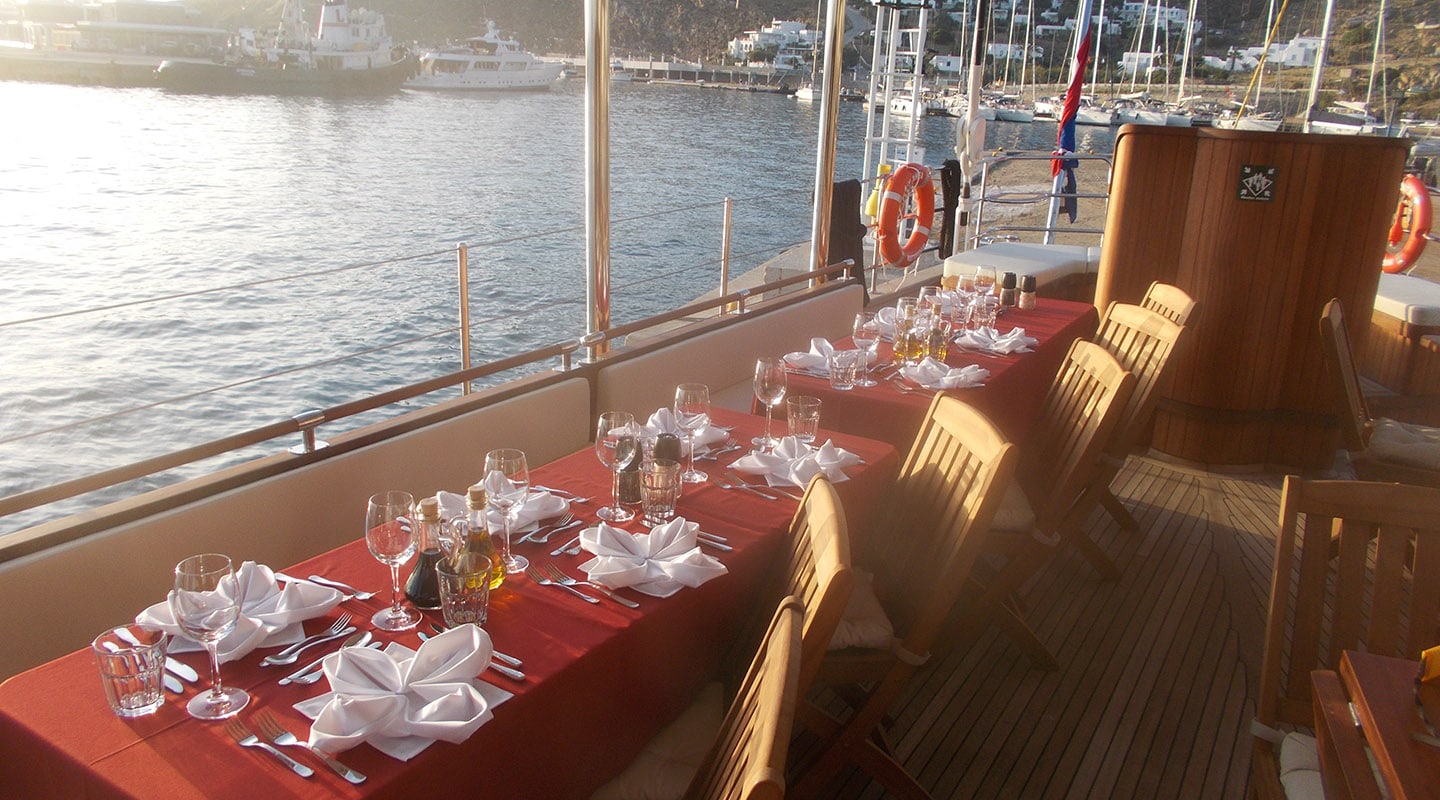 RHEA Dining area on Aft deck
