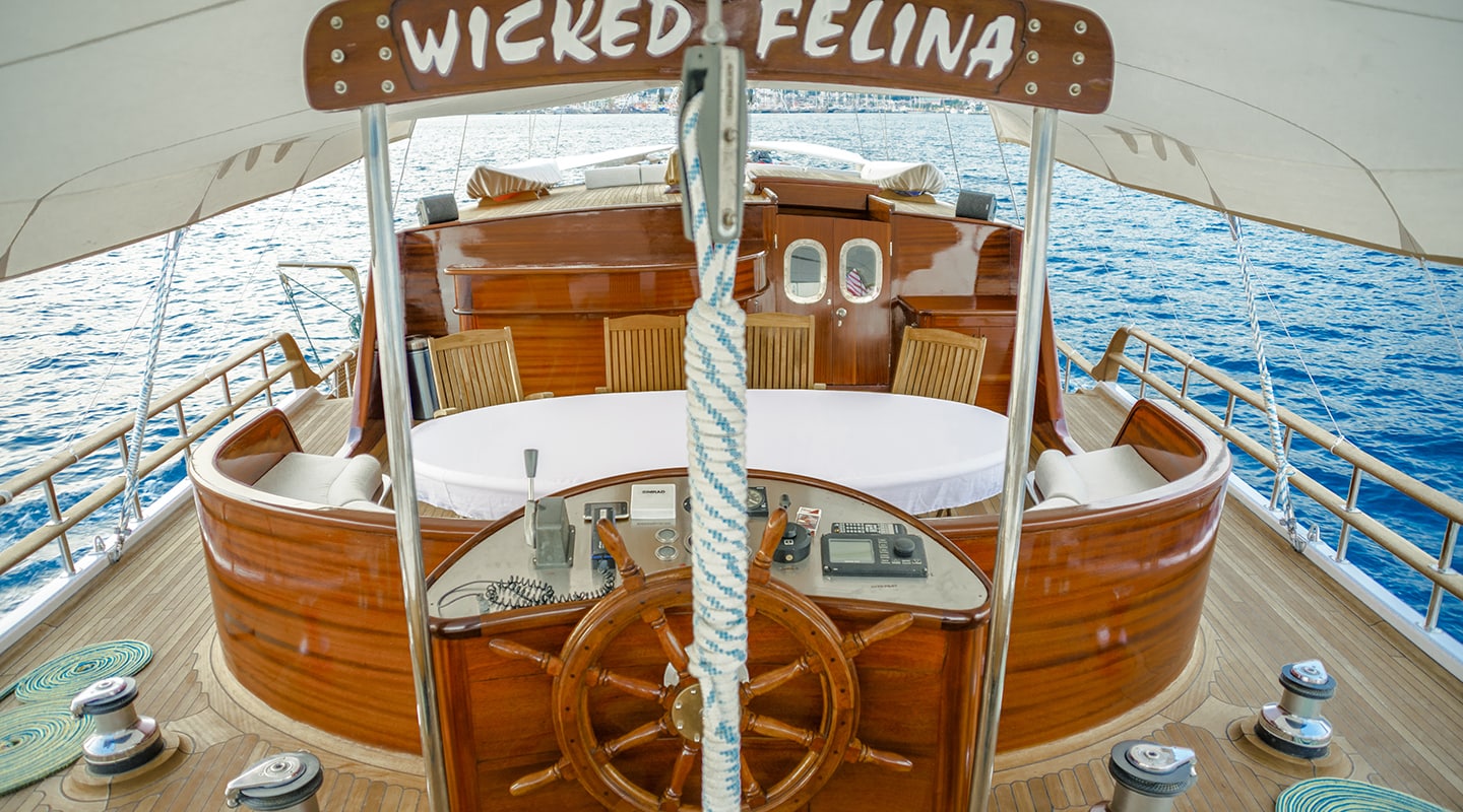 WICKED FELINA Aft deck