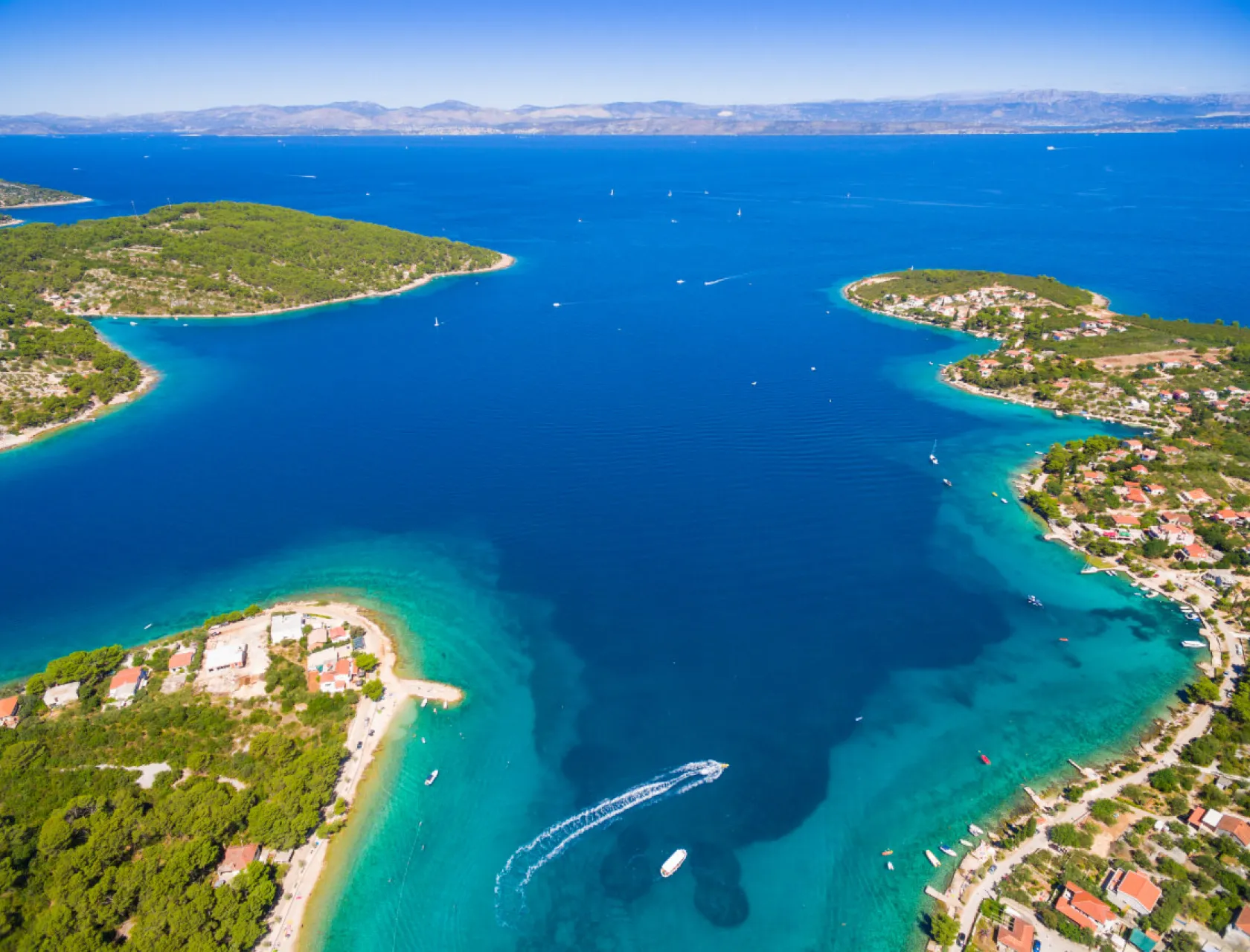 Aerial view of Solta island bays