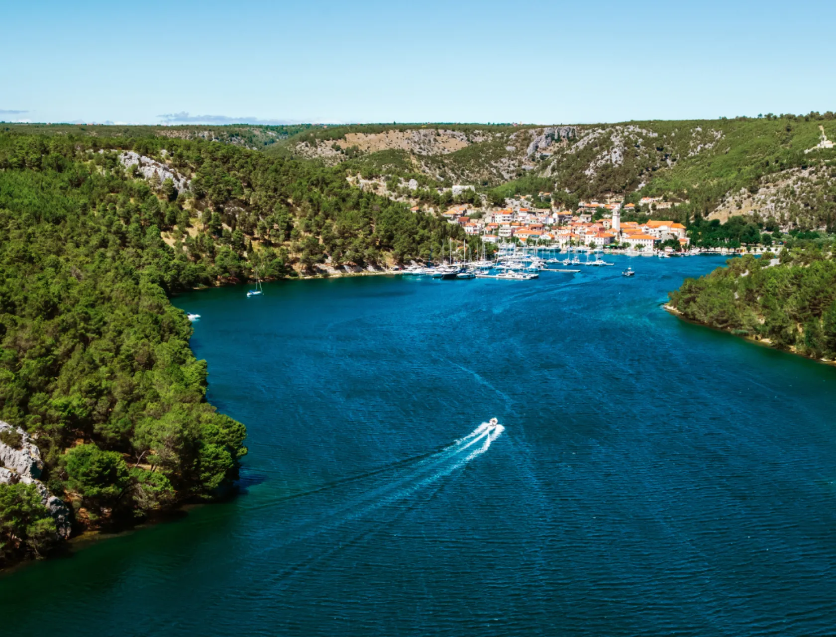 Town of Skradin on Krka river in Dalmatia Croatia