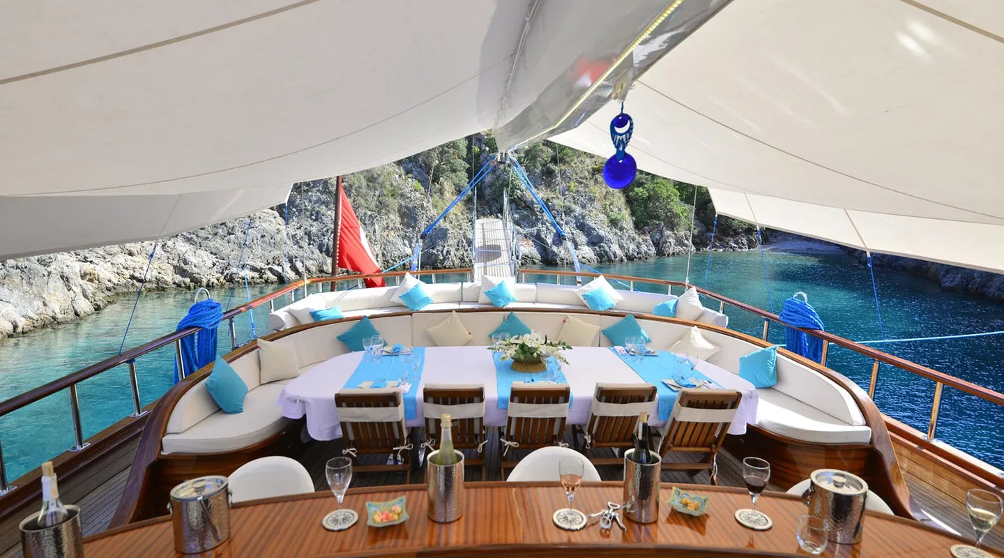 LYCIAN QUEEN Dining area on Aft deck