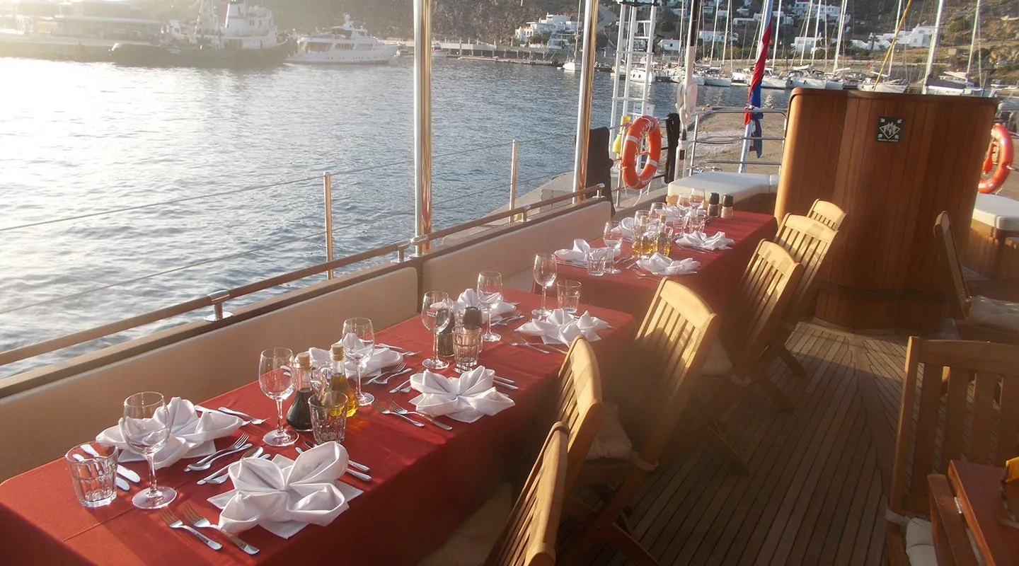 RHEA Dining area on Aft deck