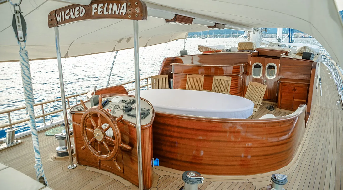 WICKED FELINA Aft deck