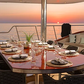 LADY GITA Dining area on Aft deck