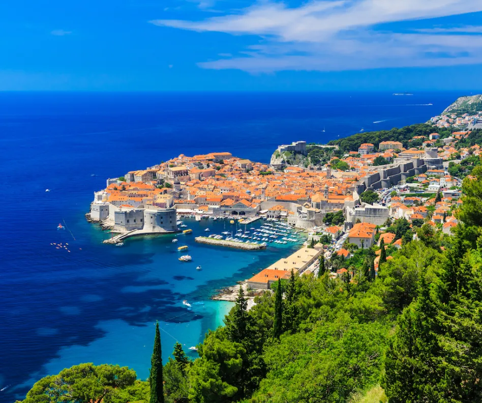 A panoramic view of the walled city Dubrovnik Croatia.