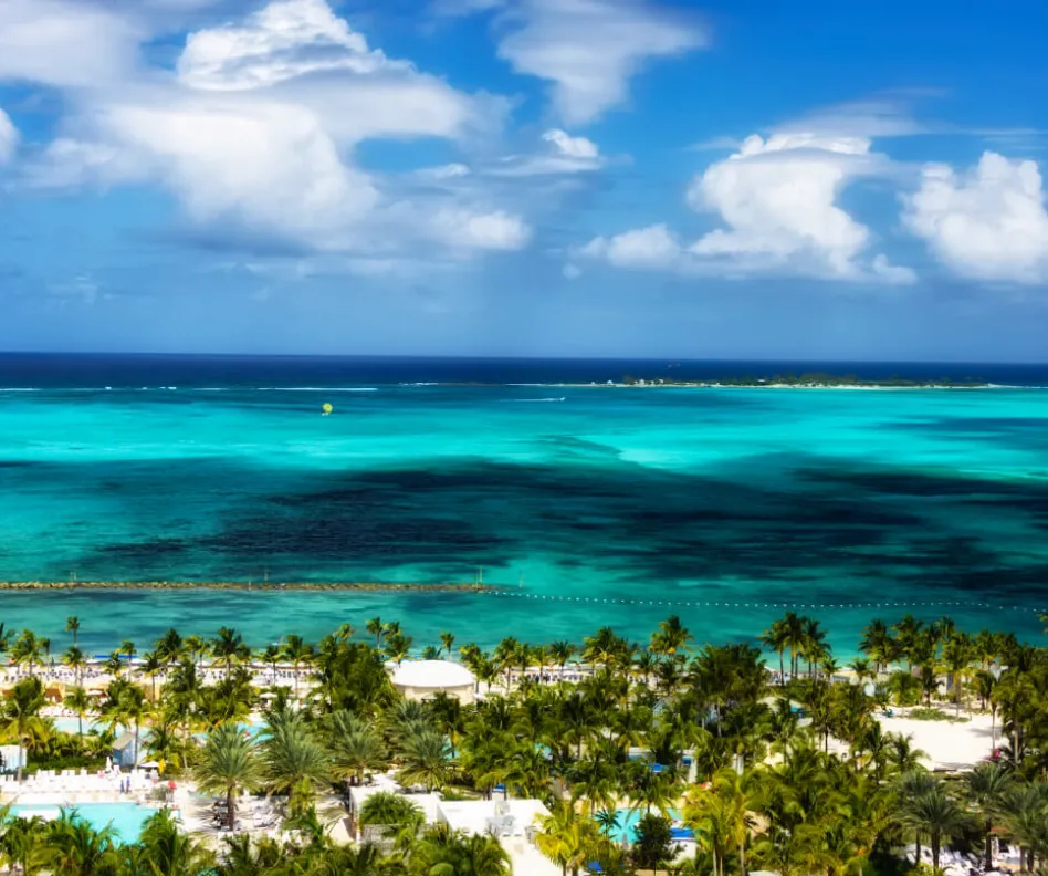 Picturesque view of the Caribbean Sea and Nassau