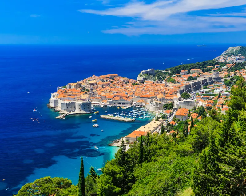 A panoramic view of the walled city Dubrovnik Croatia.