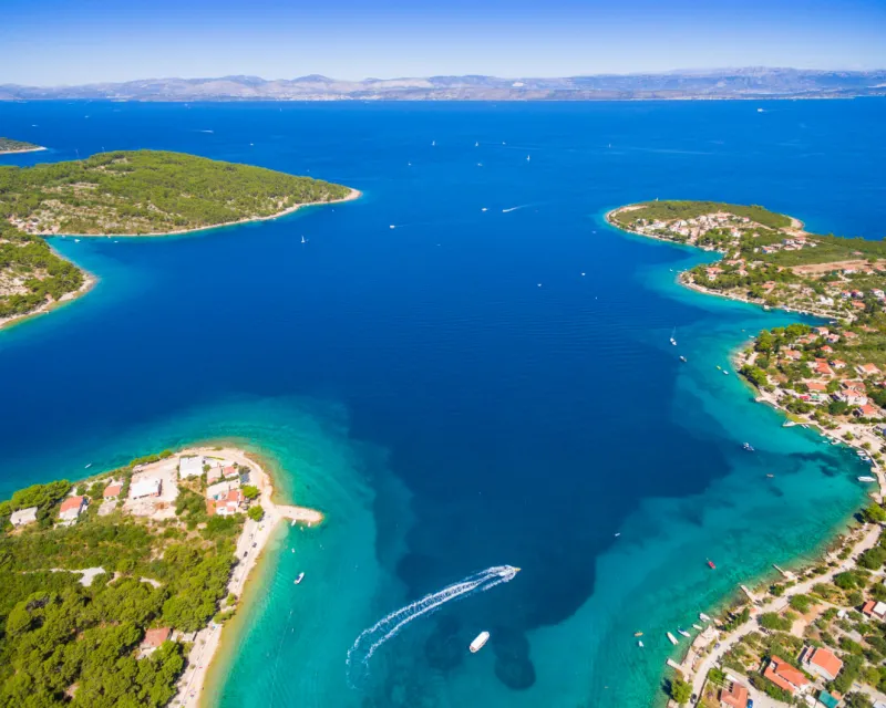 Aerial view of Solta island bays