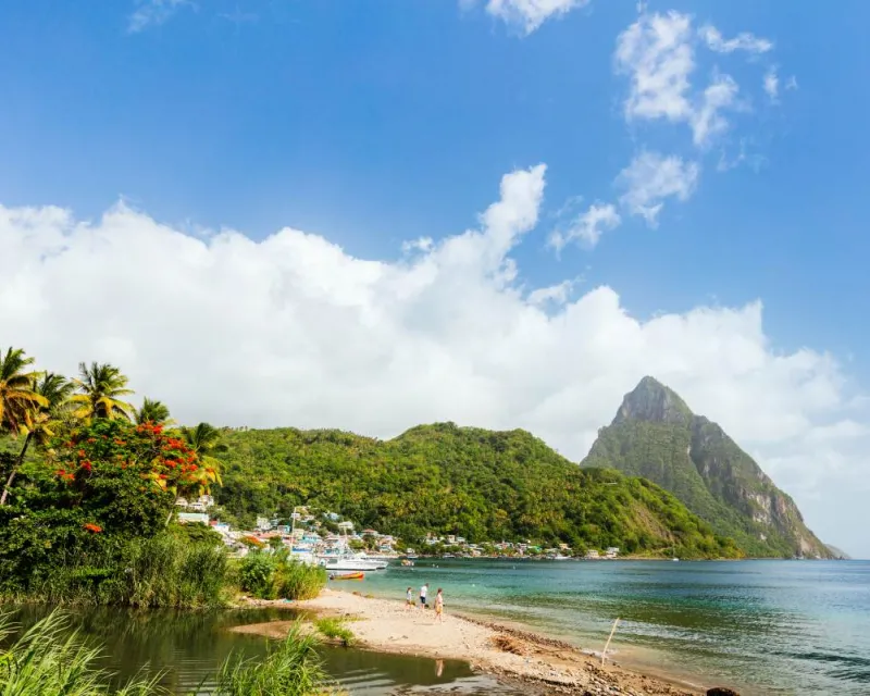 Iconic-view-of-Piton-mountains-on-St-Lucia-island-in-Caribbean