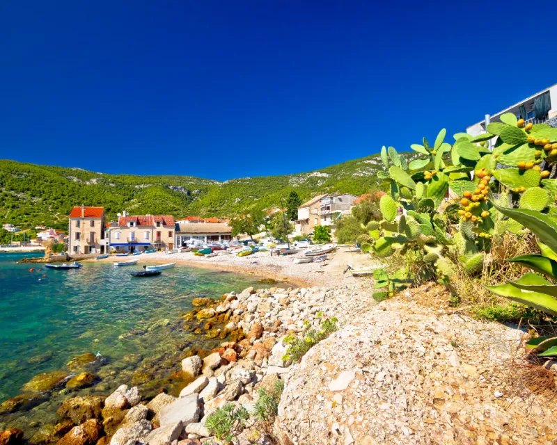 Idyllic mediterranean beach in Komiza