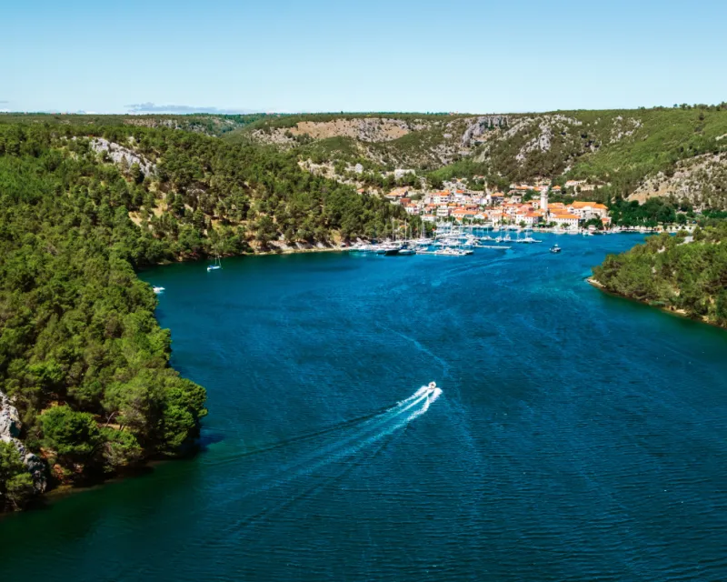 Town of Skradin on Krka river in Dalmatia Croatia