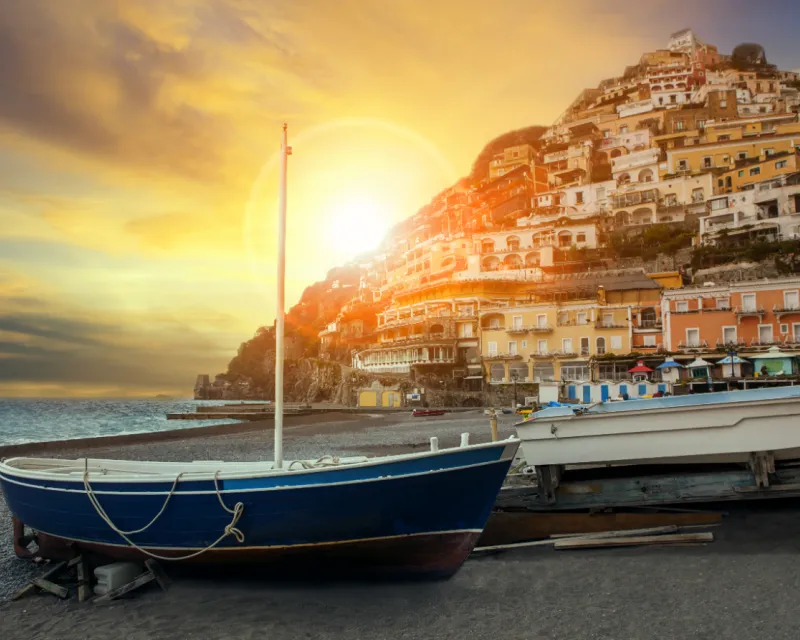 beautiful scenic of positano beach sorrento town south italy