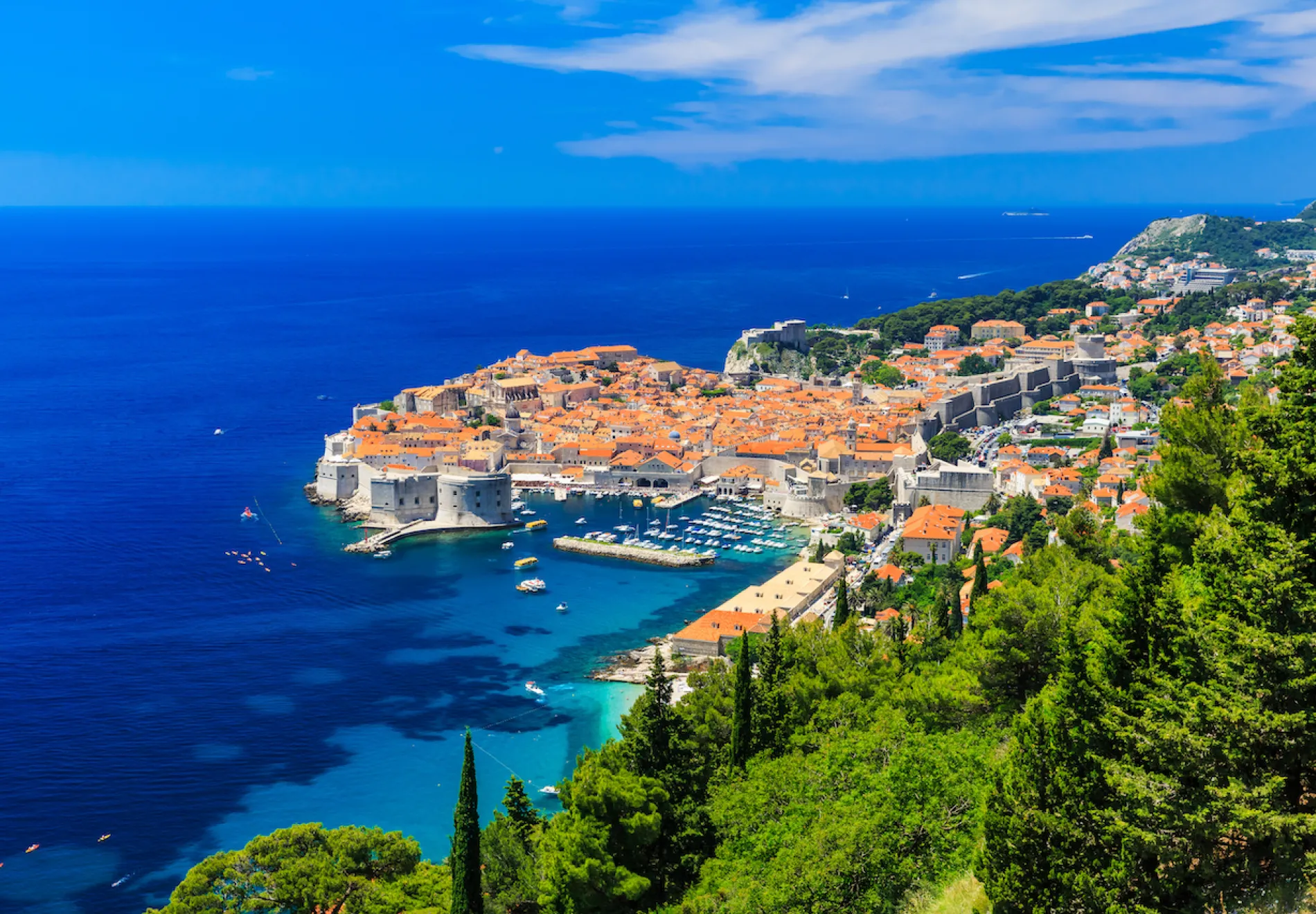 A panoramic view of the walled city Dubrovnik Croatia.