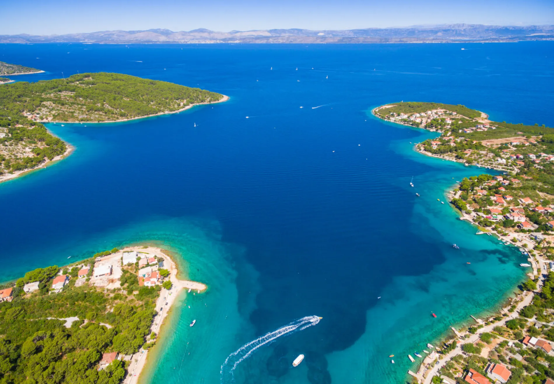 Aerial view of Solta island bays