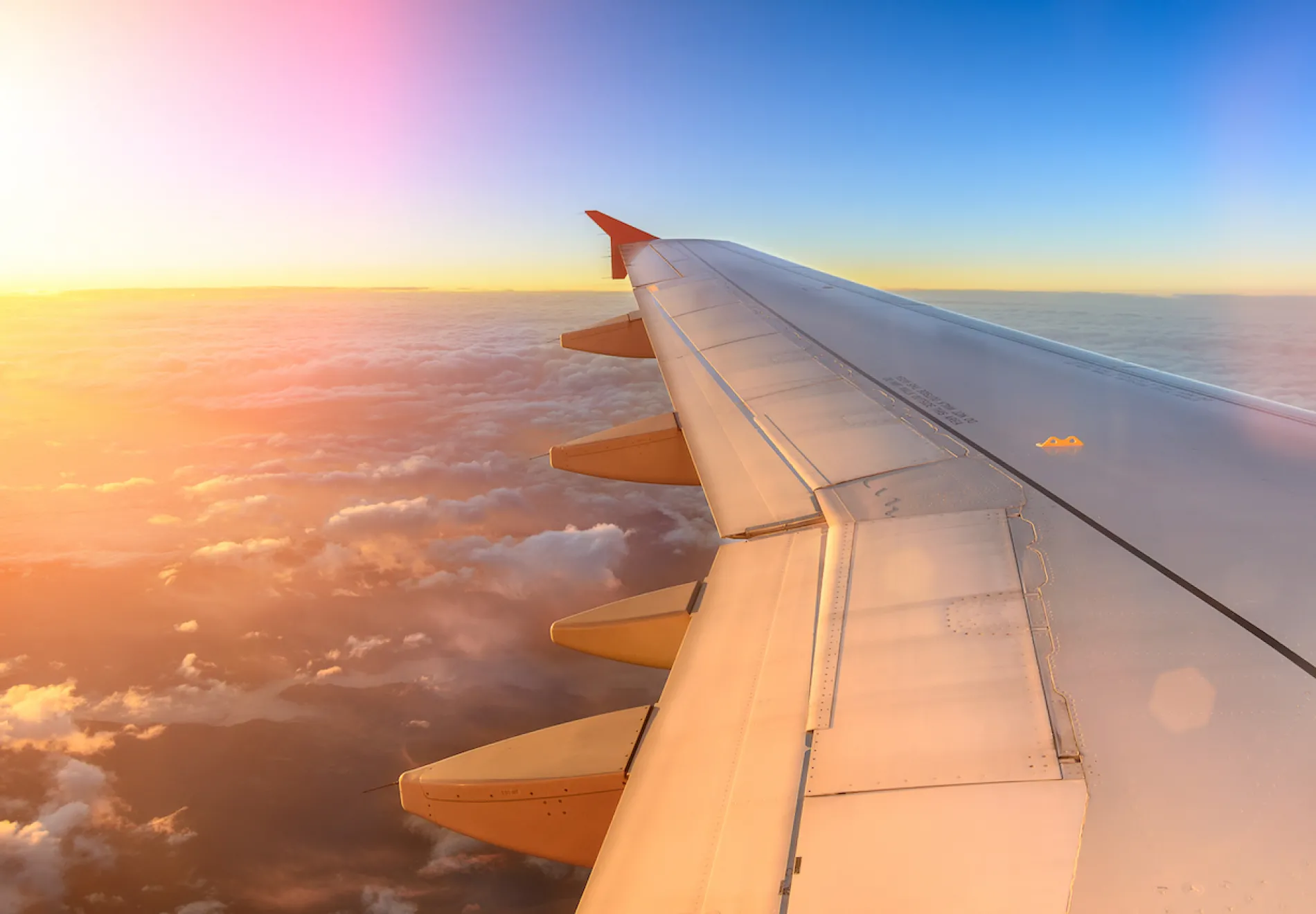 Aerial view of airplane flying