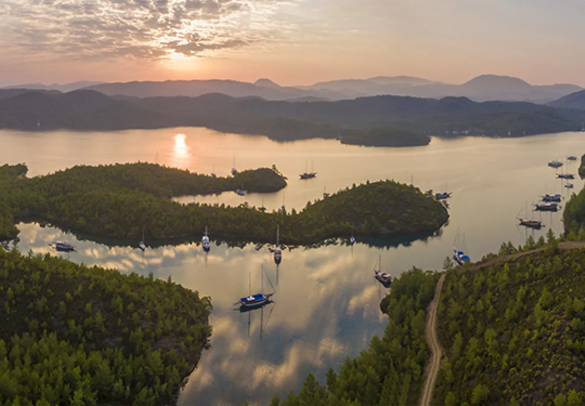 Aerial-panorama-of-English-Harbor-in-Gokova-Gulf-Bodrum-Turkey