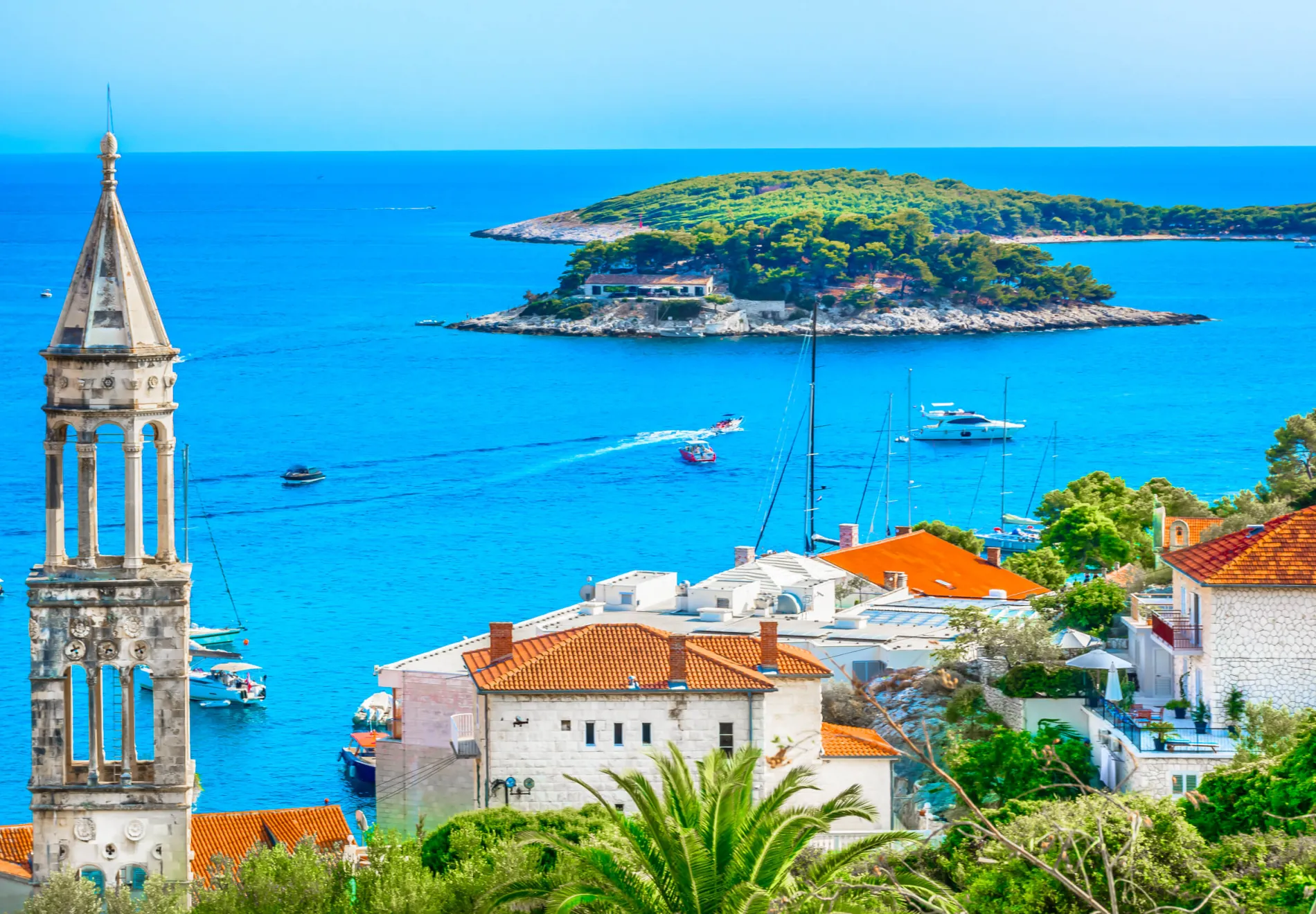 Amazing coastline view at town Hvar scenery in Croatia