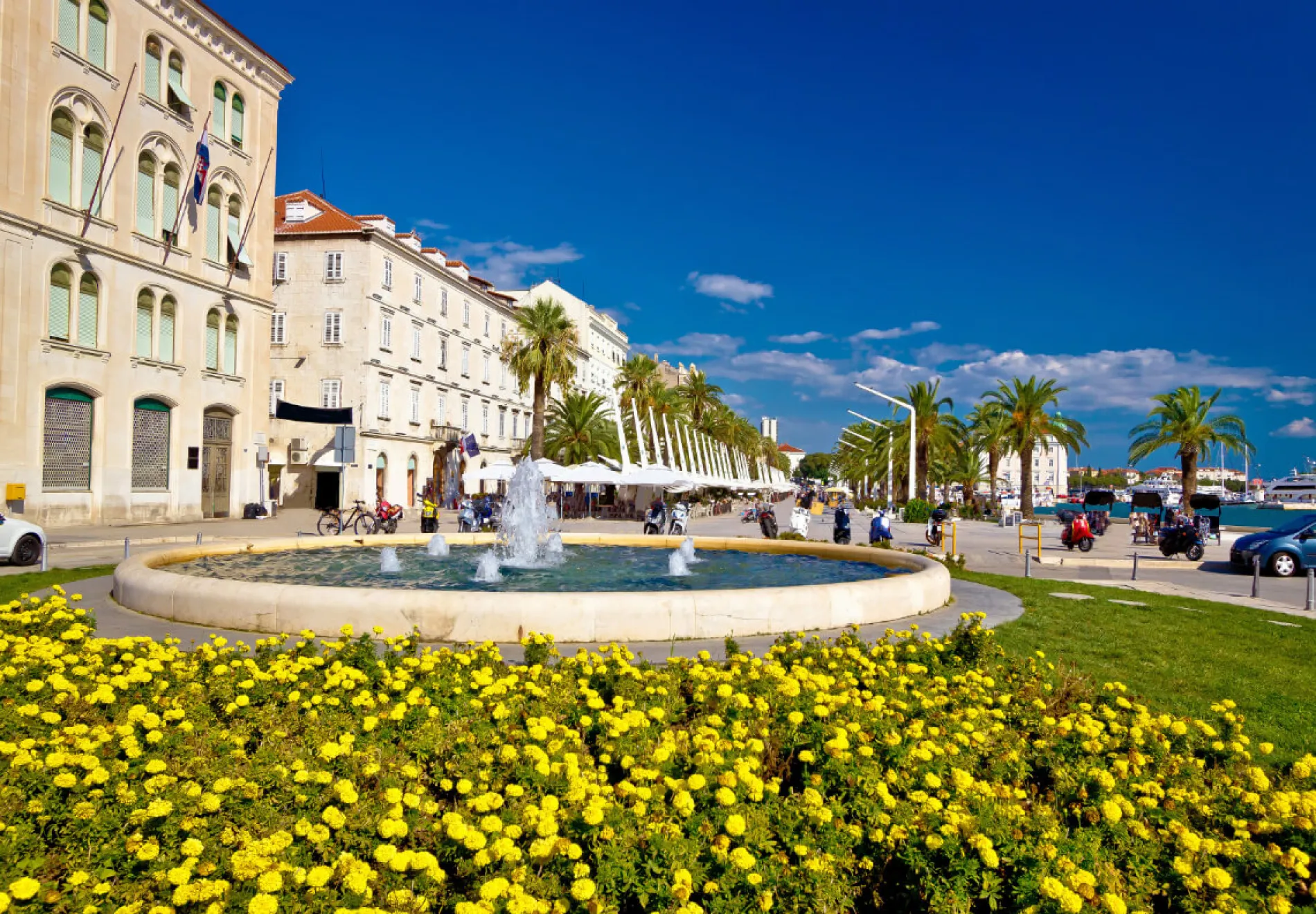 City of Split Riva fountain and waterfront view Dalmatia Croatia