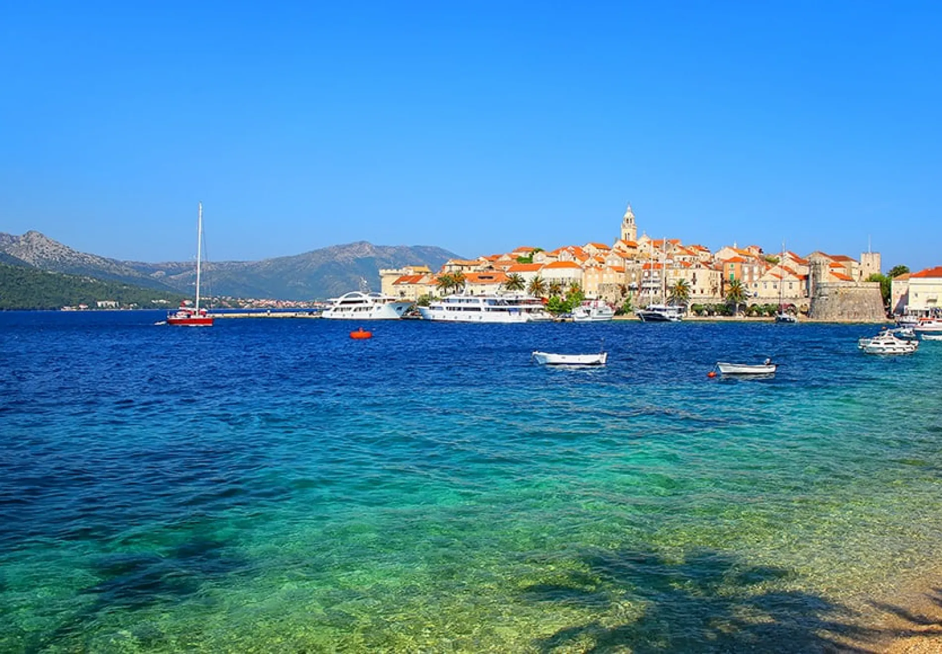 Clear-water-at-the-waterfront-of-Korcula-town-Croatia