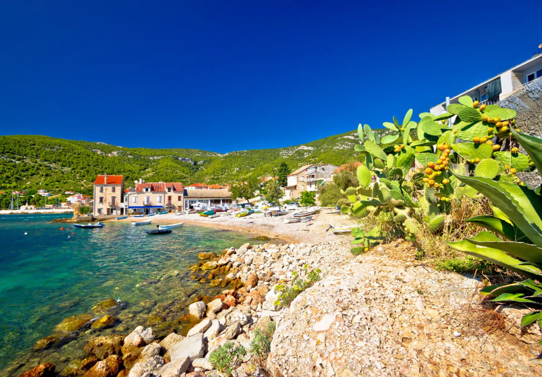 Idyllic mediterranean beach in Komiza