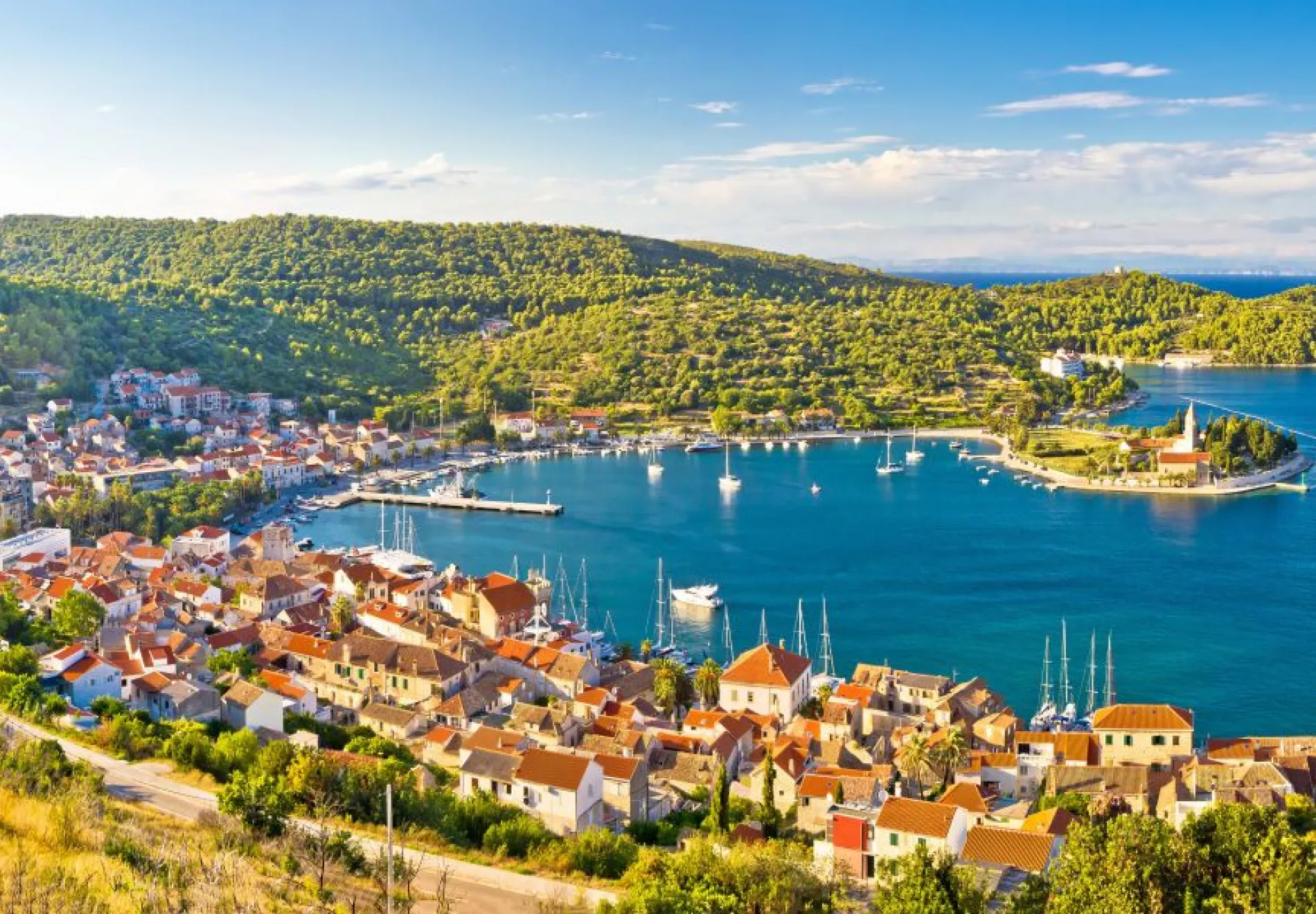 Town-of-Vis-panorama-from-hill-panoramic-view-Dalmatia-Croatia