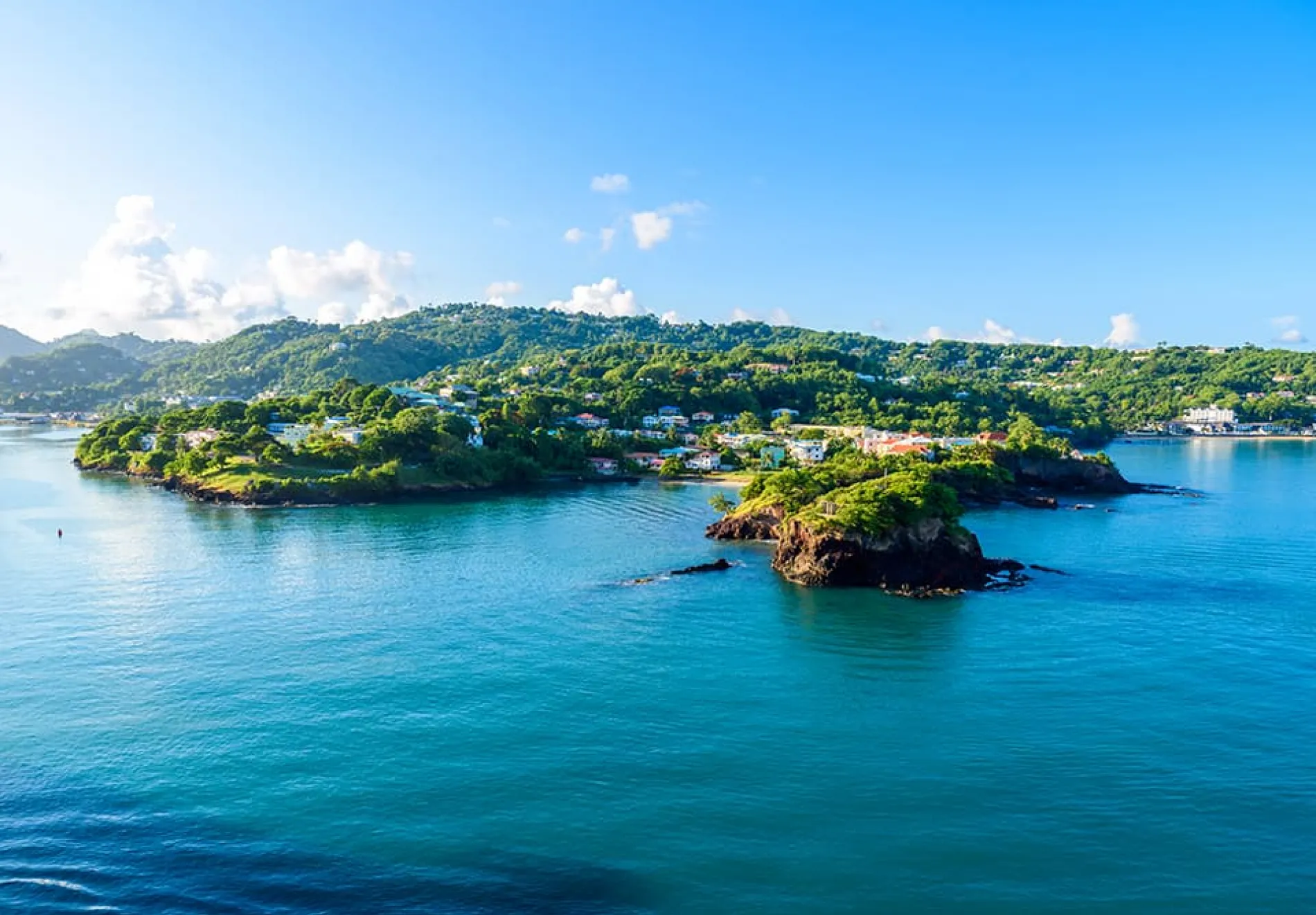Tropical-coast-against-blue-sky-on-Caribbean-island-of-St.-Lucia