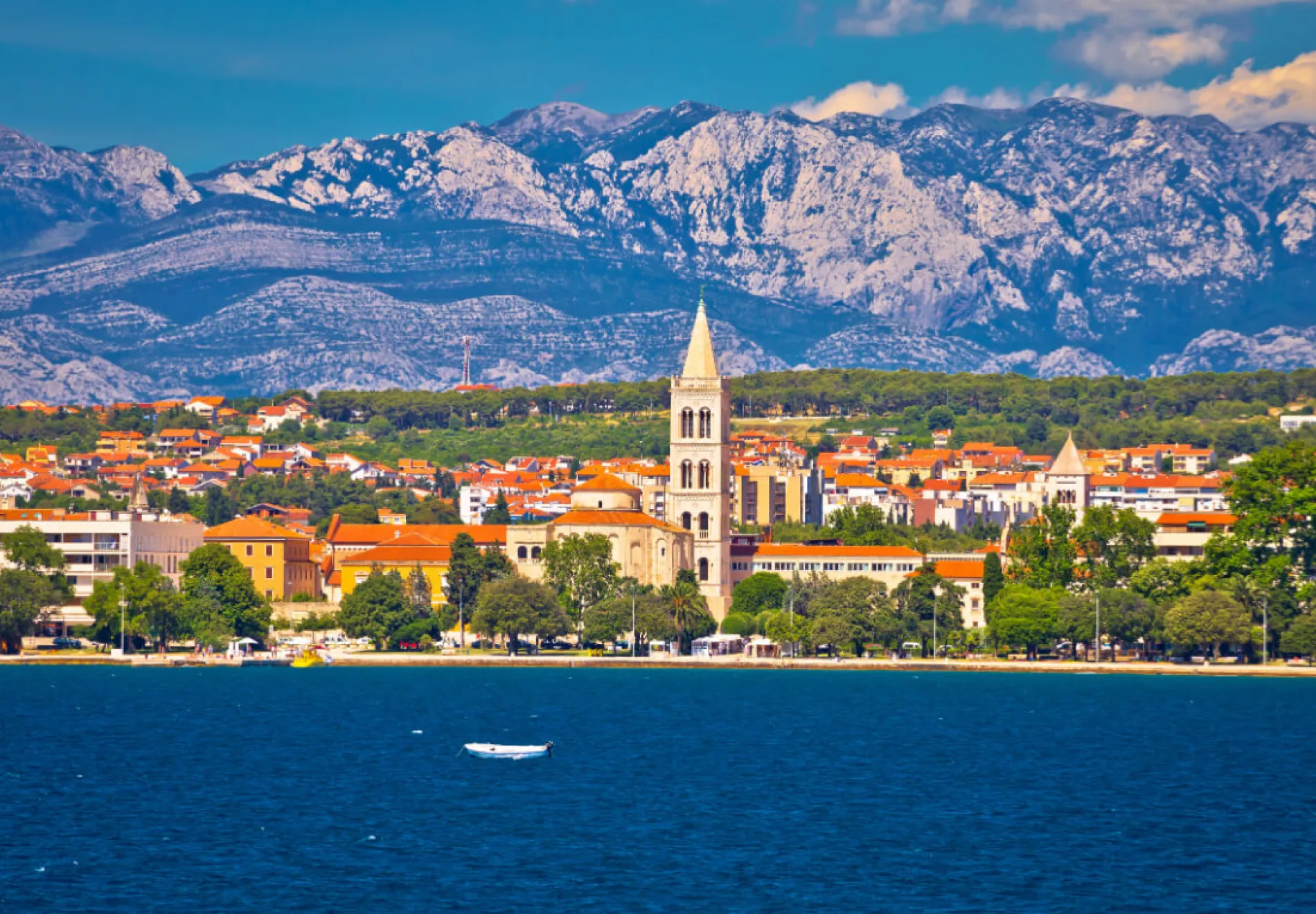 Zadar waterfront view from the sea Dalmatia Croatia