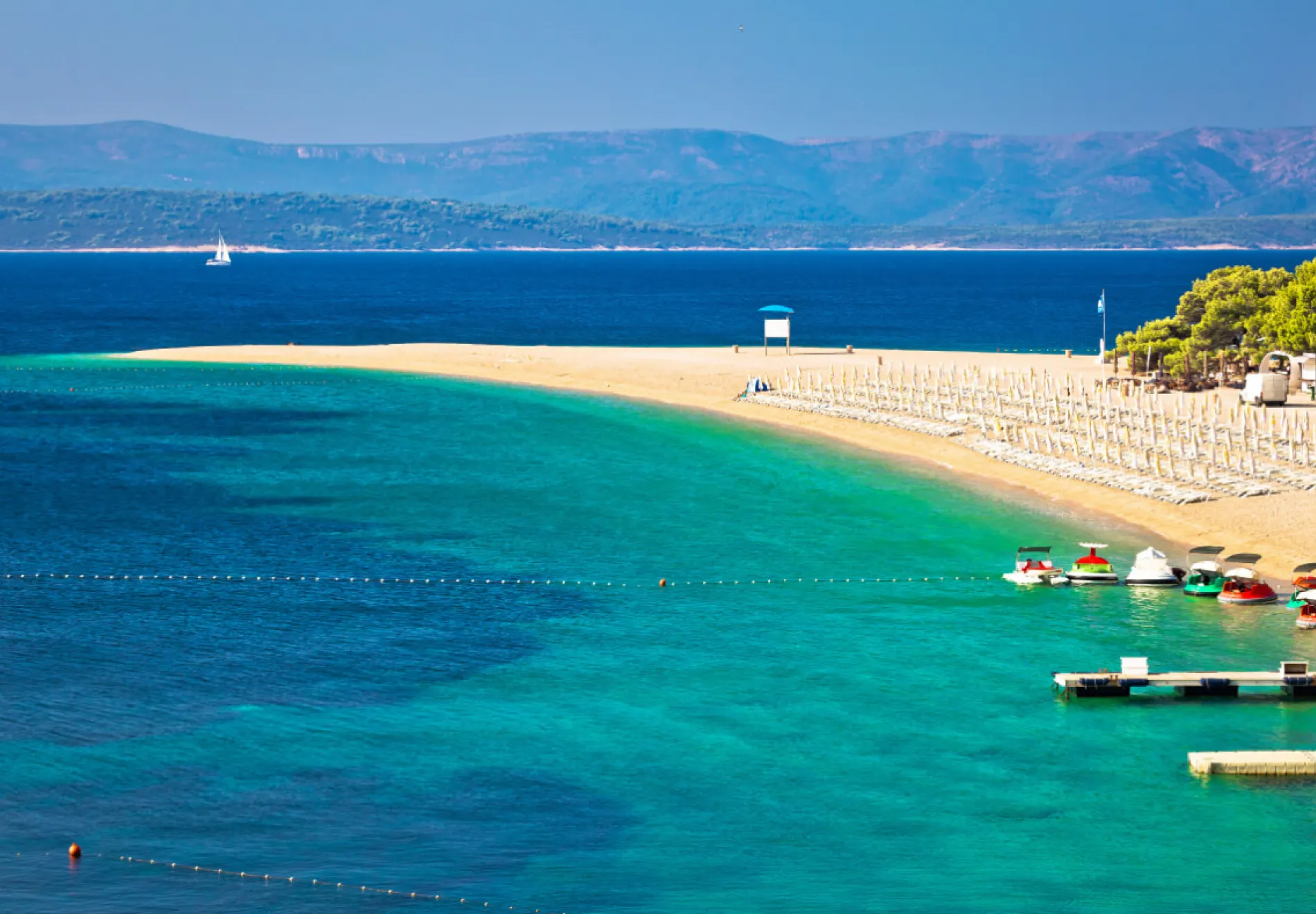 Zlatni Rat famous turquoise beach in Bol on Brac island view Dalmatia Croatia 