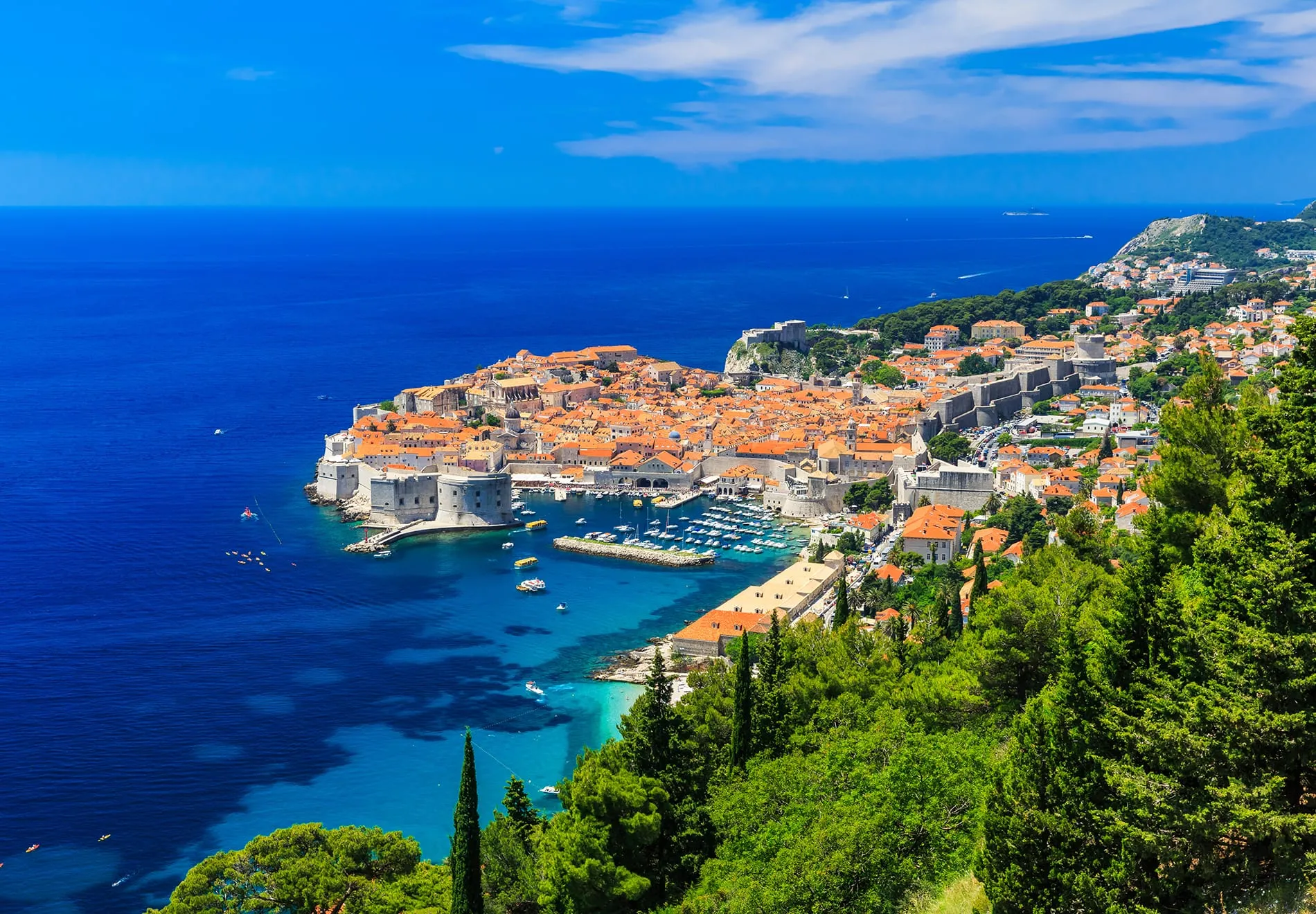 A panoramic view of the walled city Dubrovnik Croatia