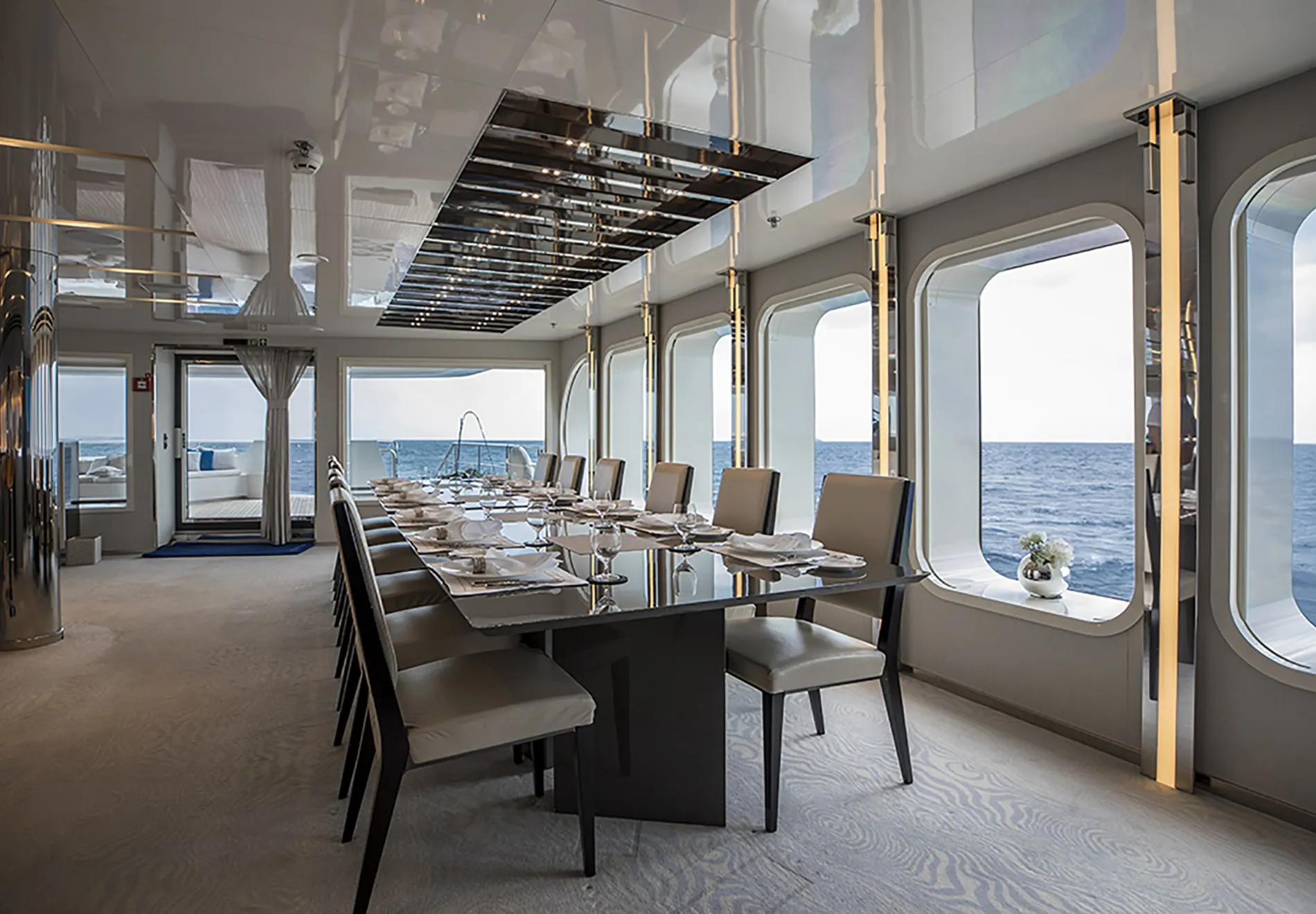 Onboard, guests can indulge in a range of amenities, including a pool, a well-equipped gym, and a deck jacuzzi