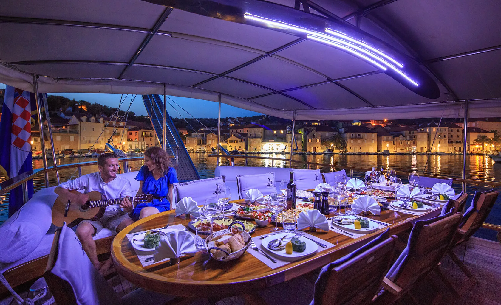 ALLURE E Dining area on Aft deck